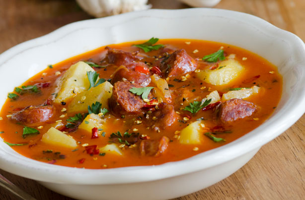 Spanish-style potato and chorizo soup