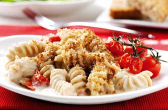 Wholewheat pasta with cheese sauce