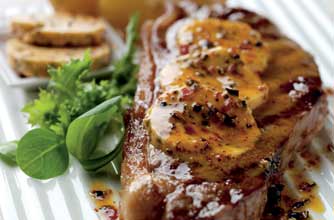 Chilli and pepper buttered steak