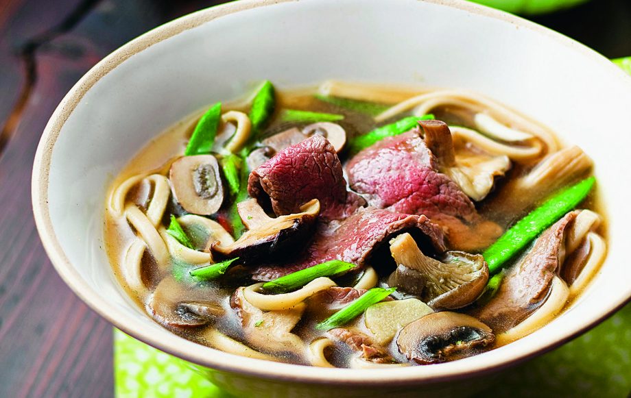 chunky soups, Japanese Broth with Udon Noodles
