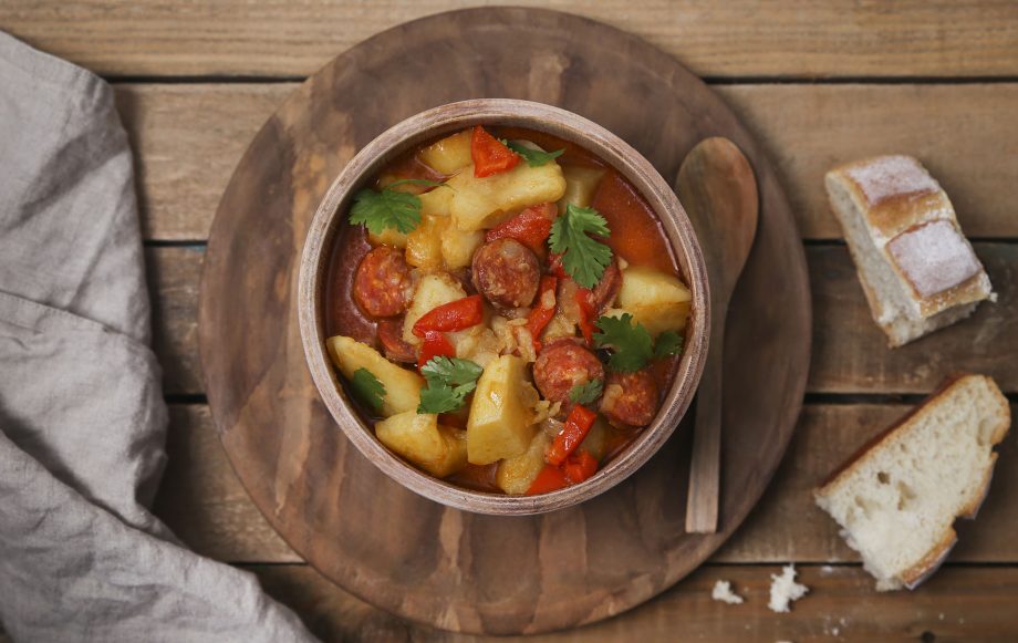 chunky soups, Spanish-style potato and chorizo soup