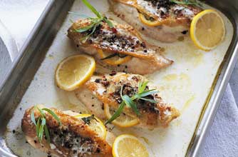 Chicken breast with lemon and tarragon sauce