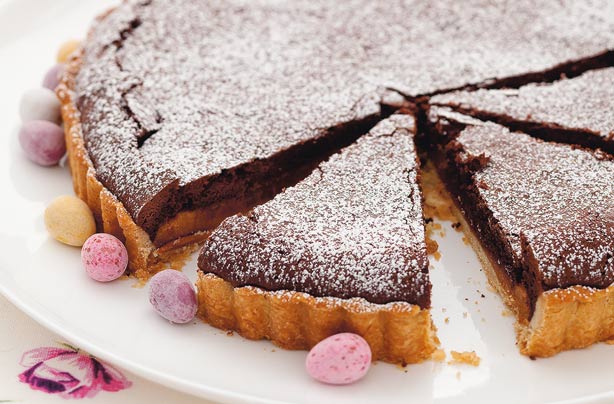 Chocolate and caramel tart