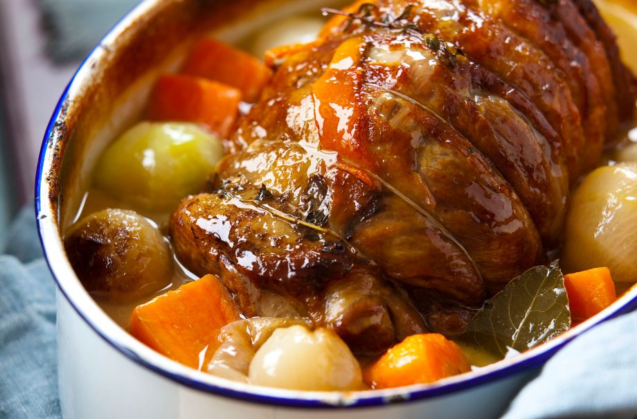 Cider pot roast shoulder of lamb
