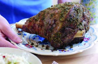 Roast lamb with fennel and mustard butter