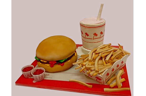 Burger and chips cake