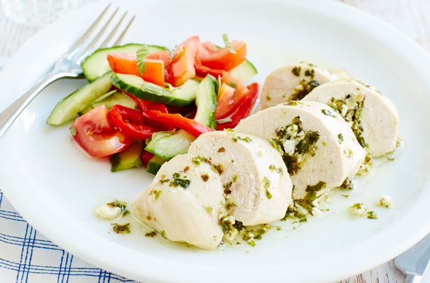 Greek-style chicken and salad