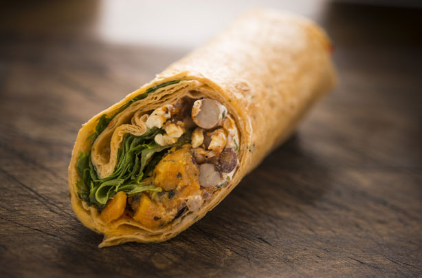 Mexican sweet potato and bean wrap