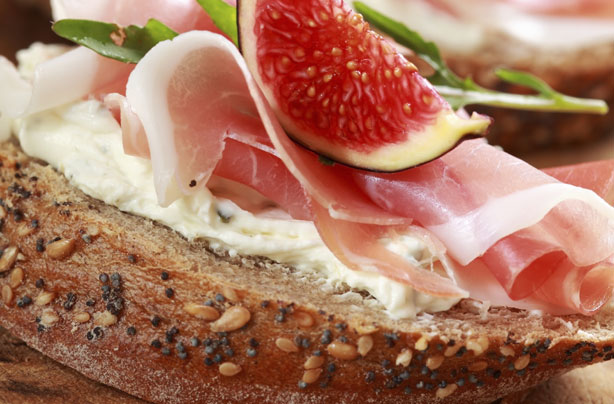 Prosciutto and fig open sandwich