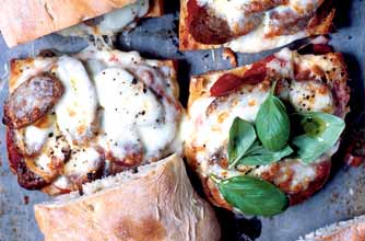 Bill Granger's sausage, tomato and mozzarella melt
