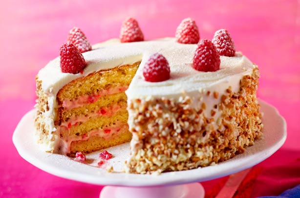Summer dessert recipes: White chocolate and raspberry gateau