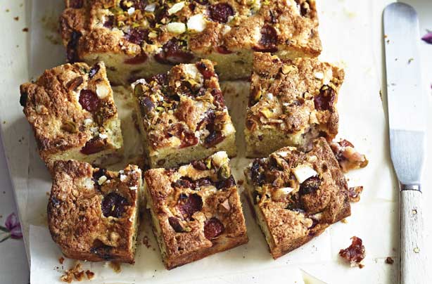 Cherry and pistachio bake