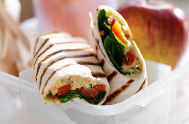Hummus and tomato wraps