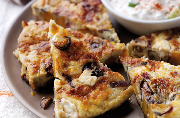 Sweet potato, mushroom and feta tortilla
