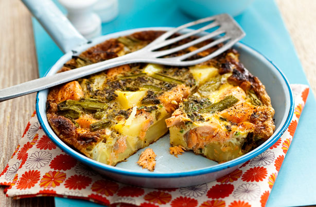 Slimming World's salmon, asparagus and potato frittata
