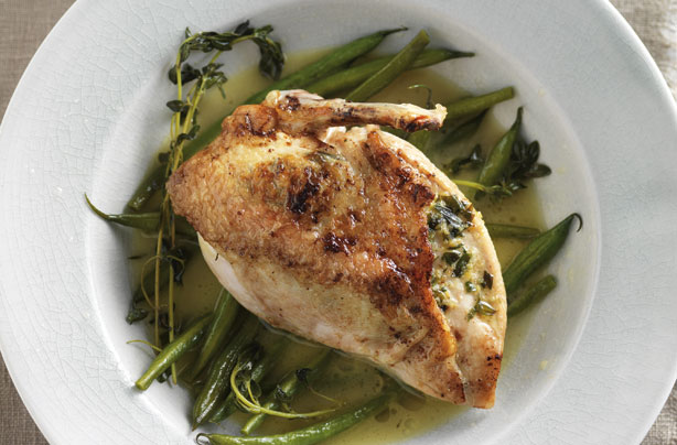 Tarragon chicken with braised green beans