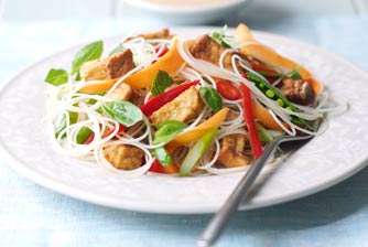 Veggie satay noodle salad