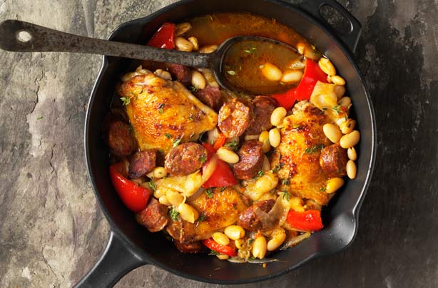Spanish chicken with beans recipe