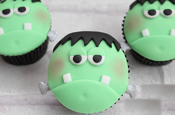 Easy Halloween cupcakes: Frankenstein cupcakes