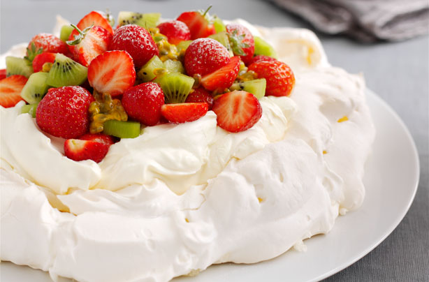 Strawberry and kiwi pavlova