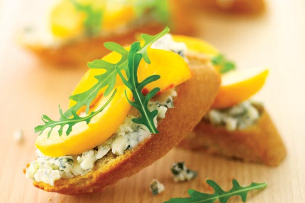 Roquefort and peach bruschetta