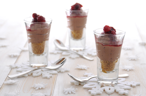Chocolate and Cranberry Cheesecake Shots