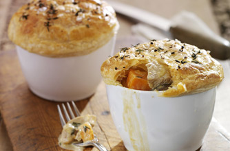 Individual turkey and stilton pies