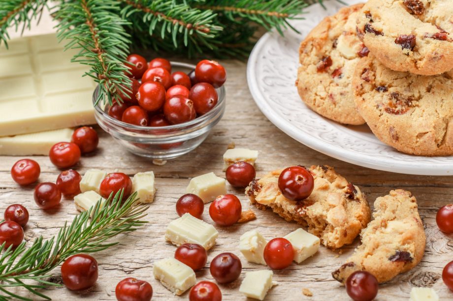 White chocolate and cranberry cookies