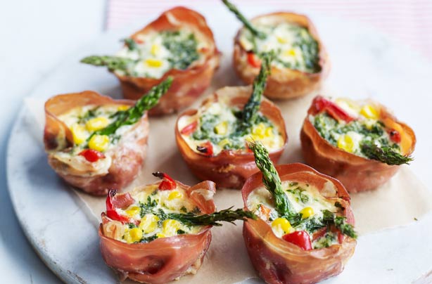Mini Parma ham veggie tarts
