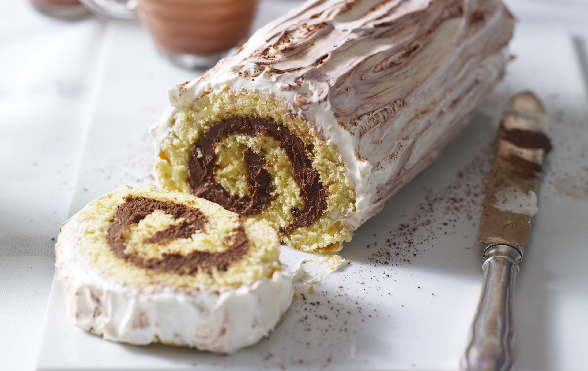 snowy chocolate yule log