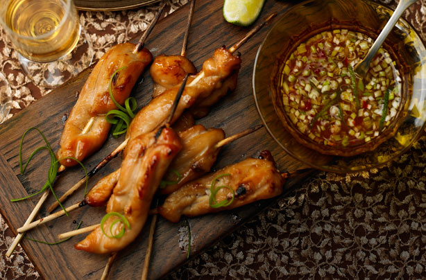 hot and spicy chicken skewers