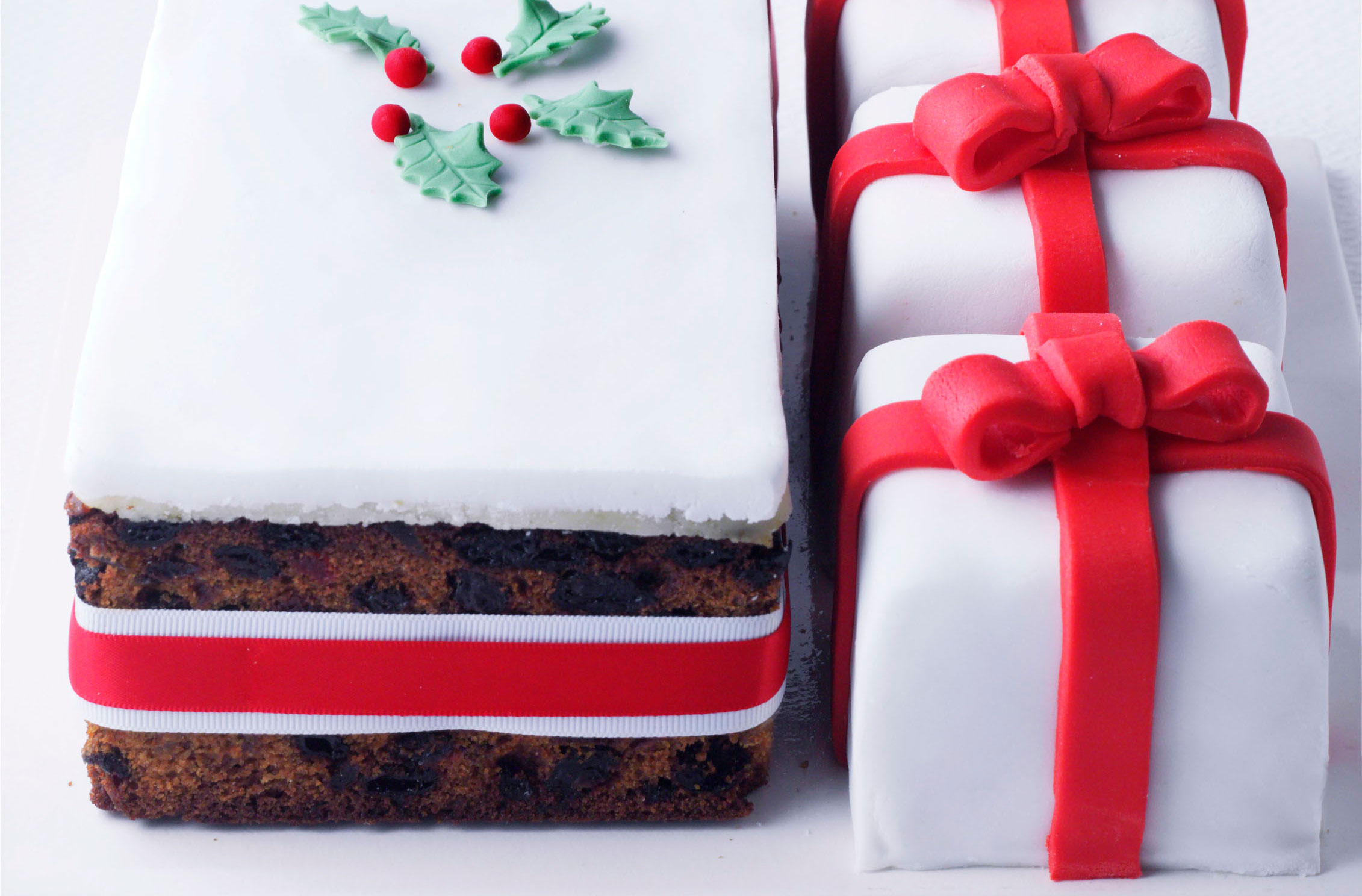 All wrapped up Christmas cakes