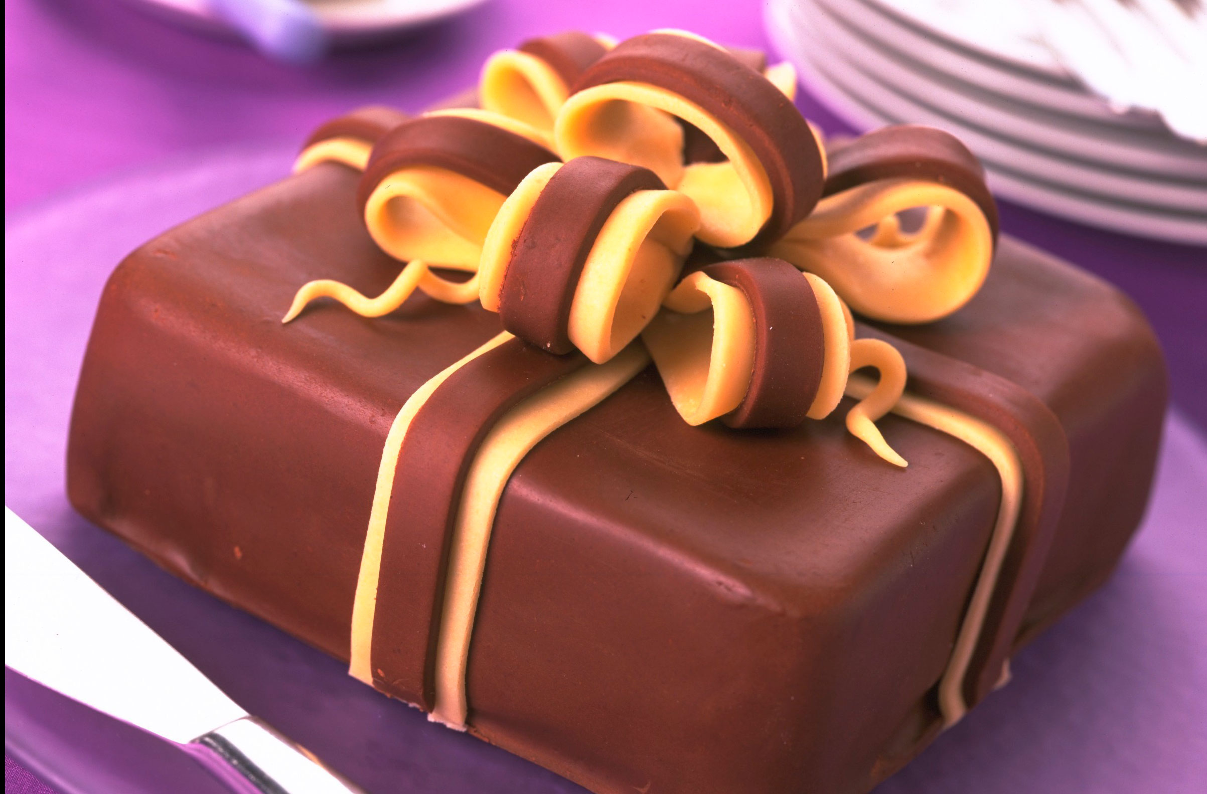 Chocolate and almond parcel cake