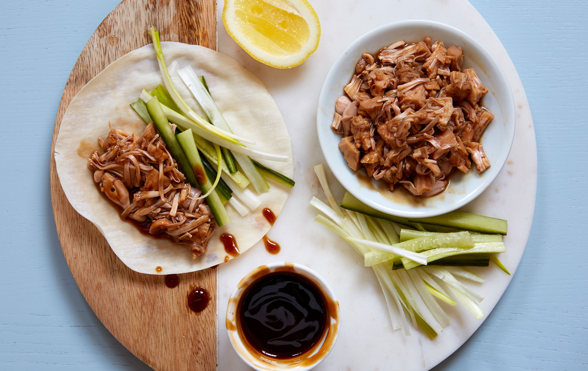 Pulled Jackfruit Hoisin Pancakes Chinese Recipes GoodtoKnow