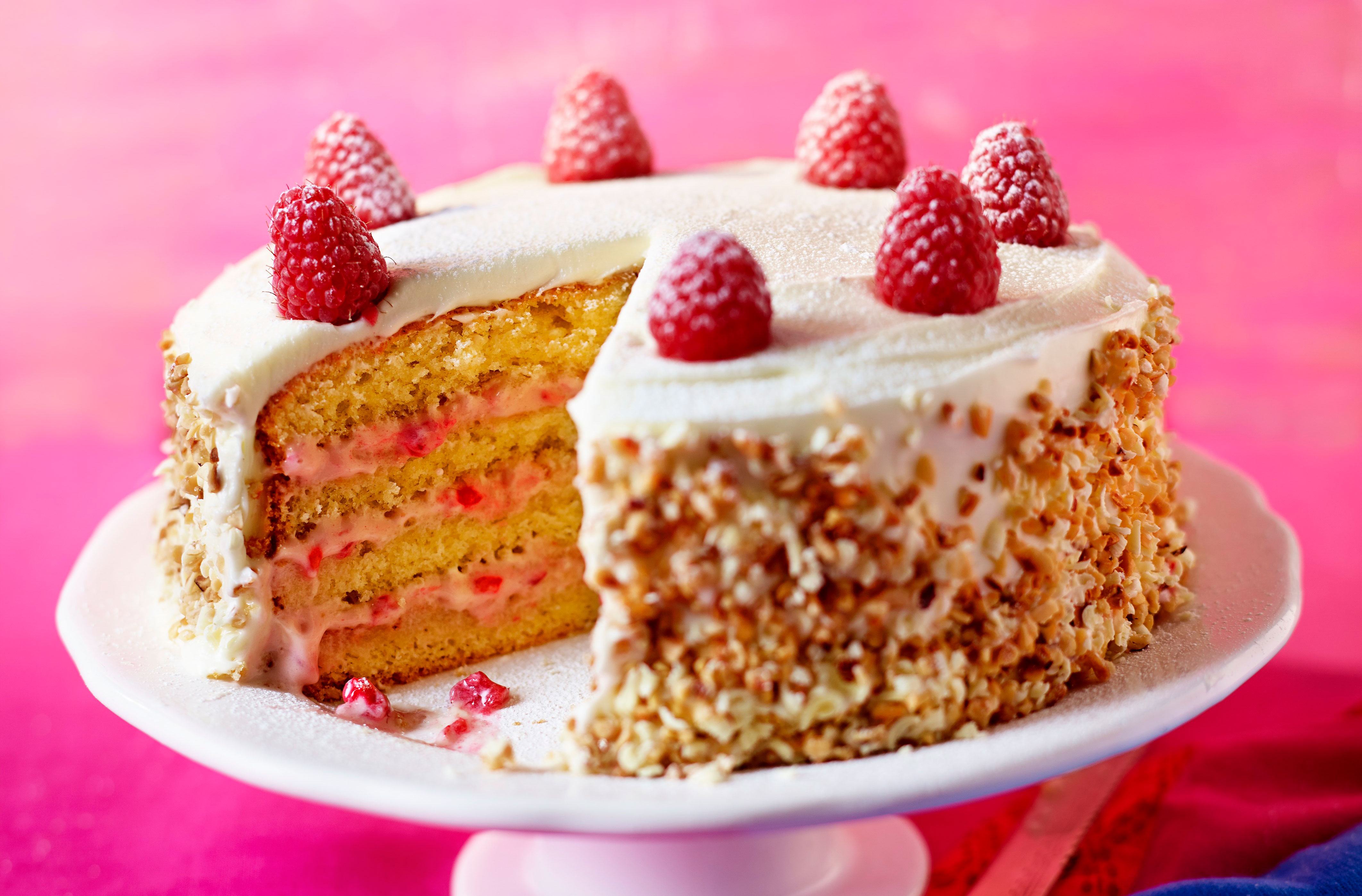 White chocolate and raspberry gateau recipe GoodtoKnow