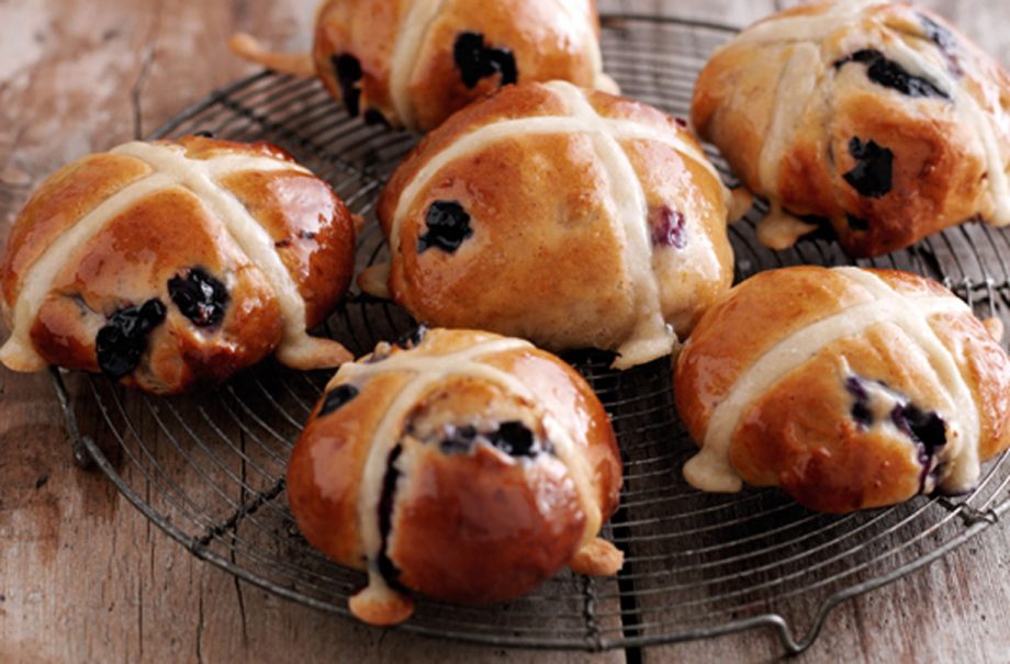 Blueberry hot cross buns
