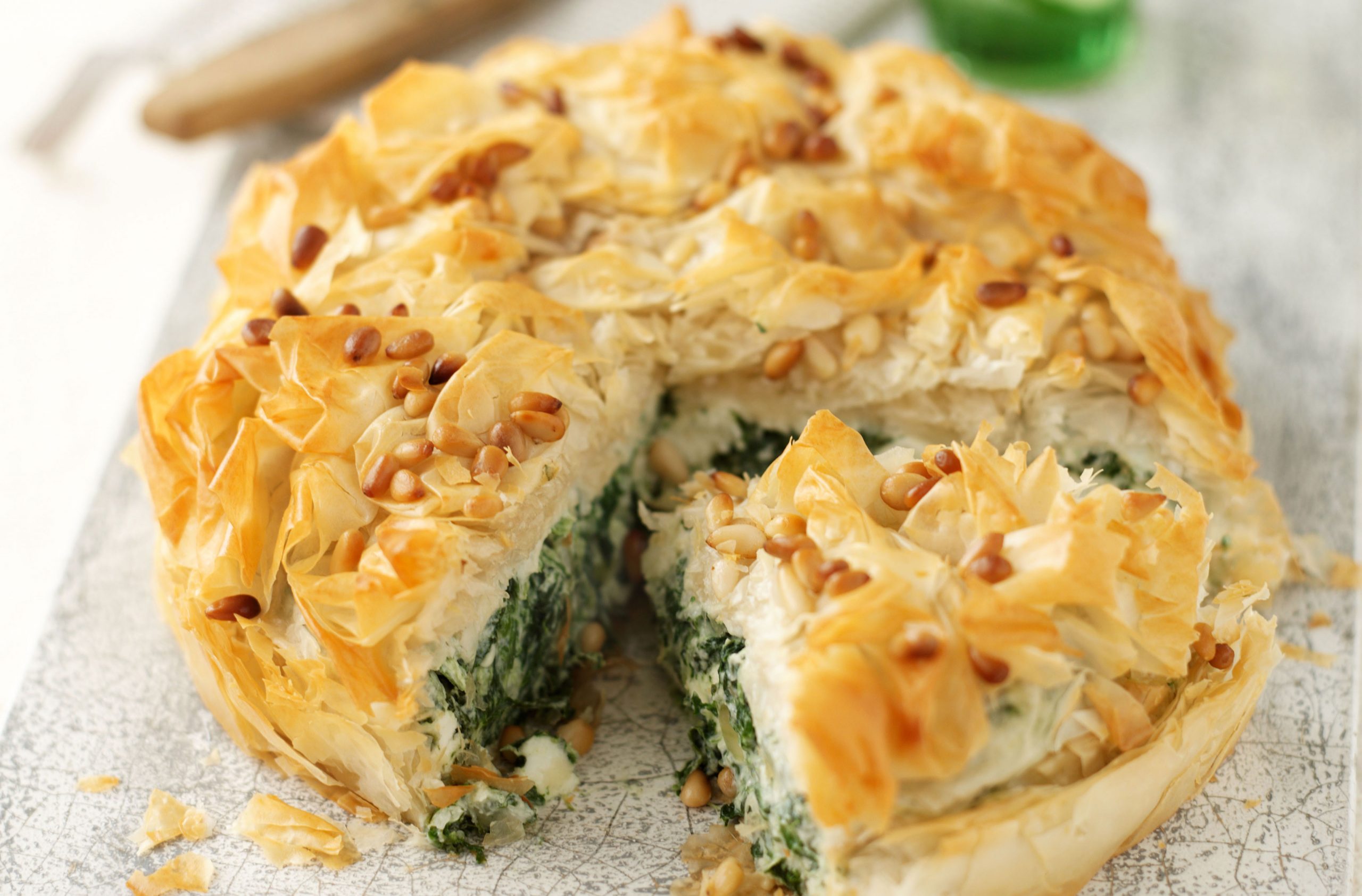Spinach, feta and filo pie