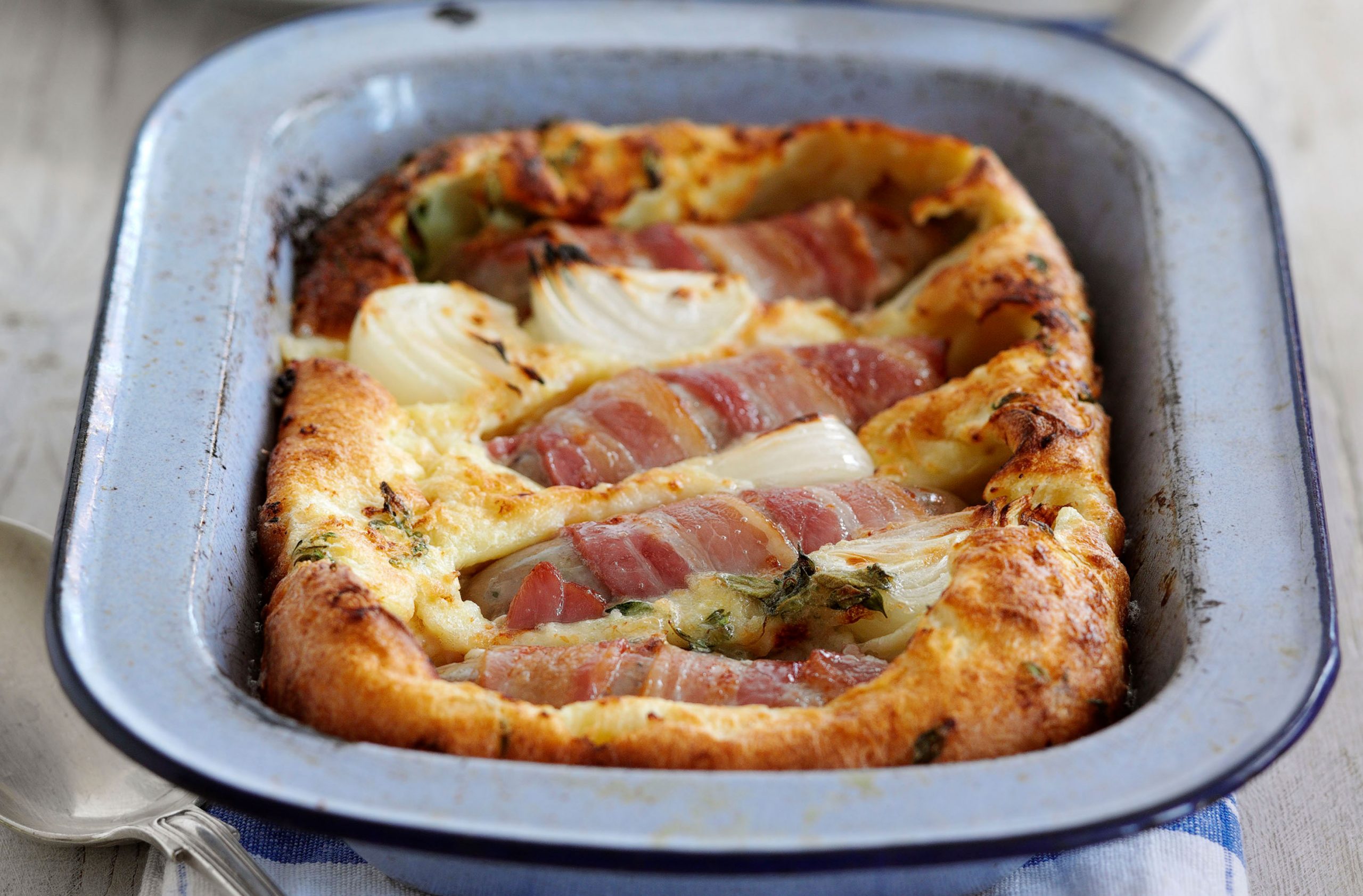 Toad in the hole with bacon