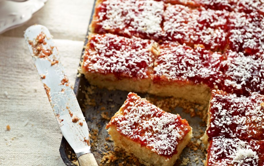 Jammy coconut squares