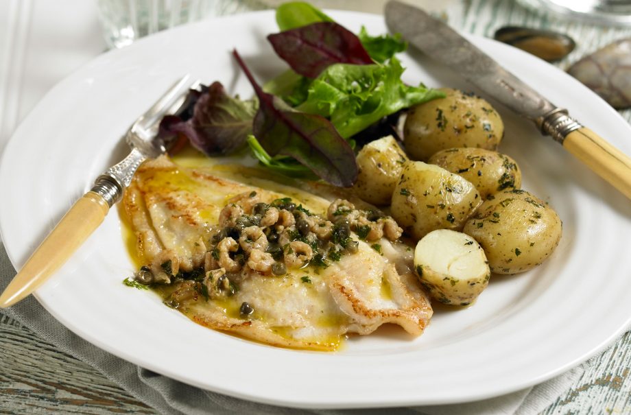 Meals under 300 calories: Quick-fry lemon sole with shrimp and caper butter