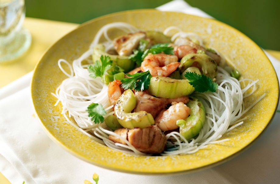 Cucumber and prawn stir-fry