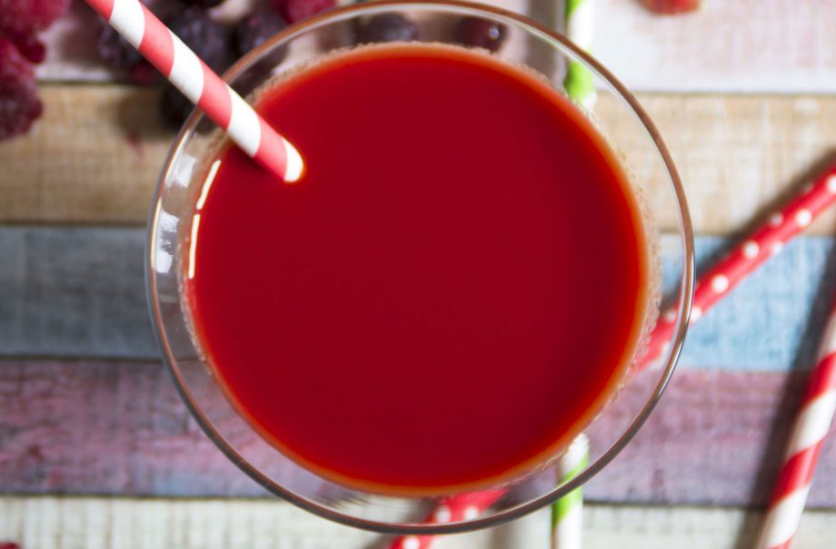 Pomegranate, raspberry and banana smoothie