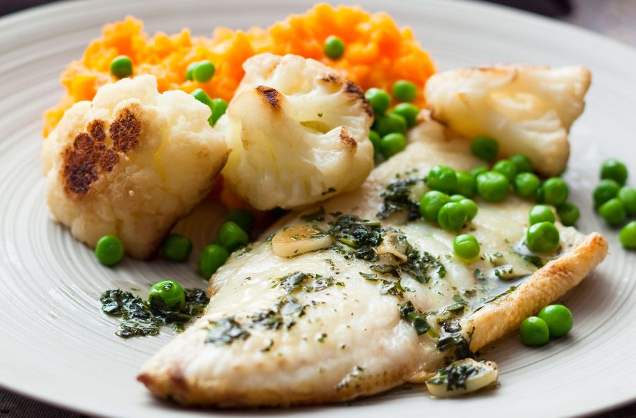 Sea bass with squash and stir-fry