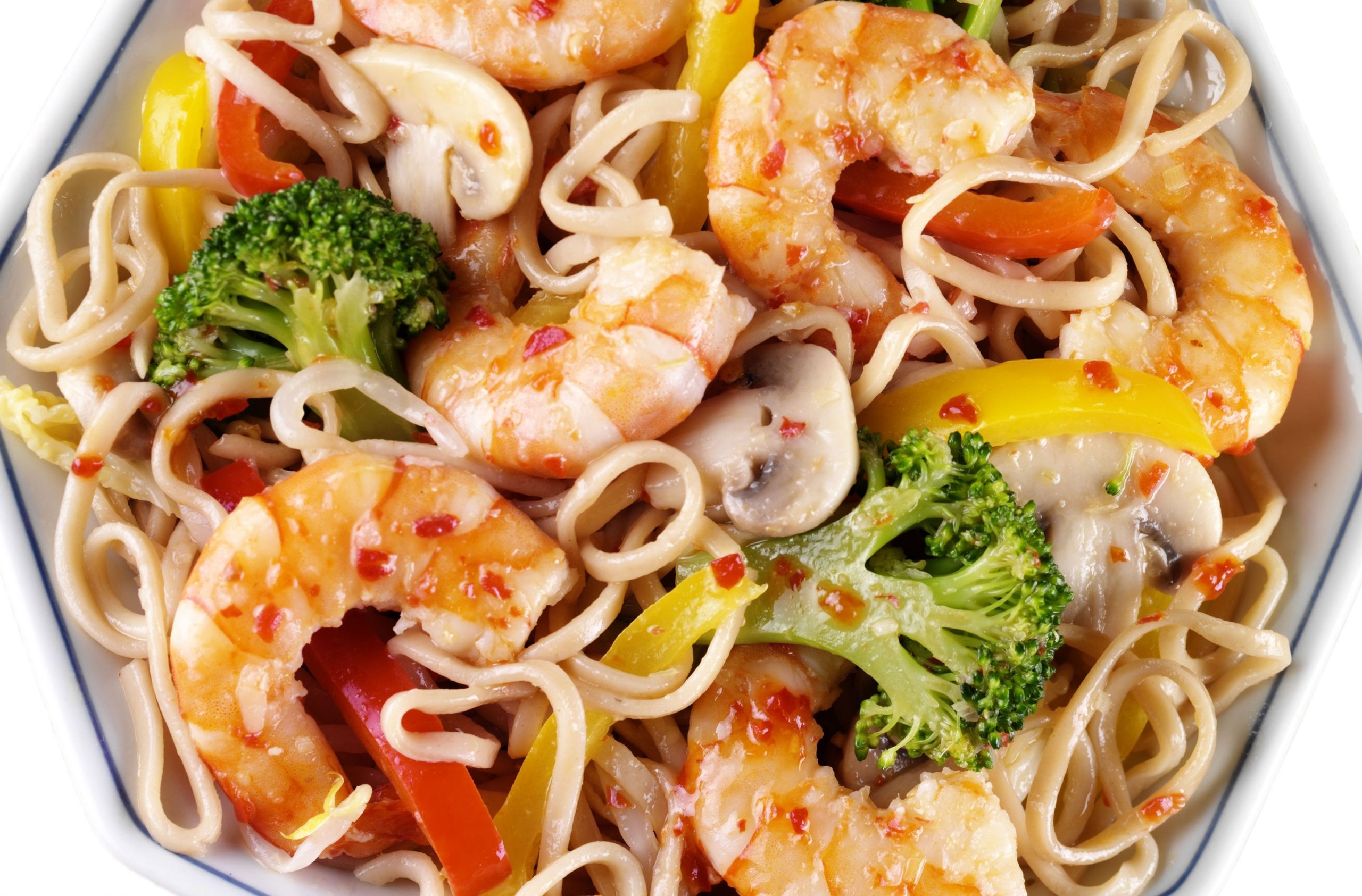 Stir-fry prawns with mushroom and broccoli