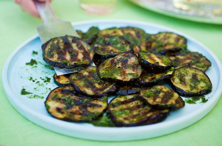 Warm aubergine salad