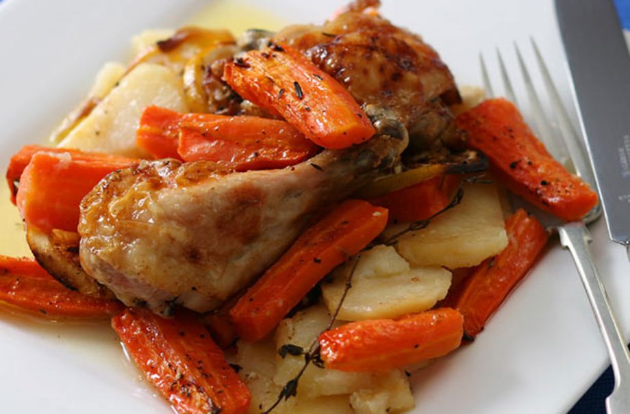 Baked chicken with carrots