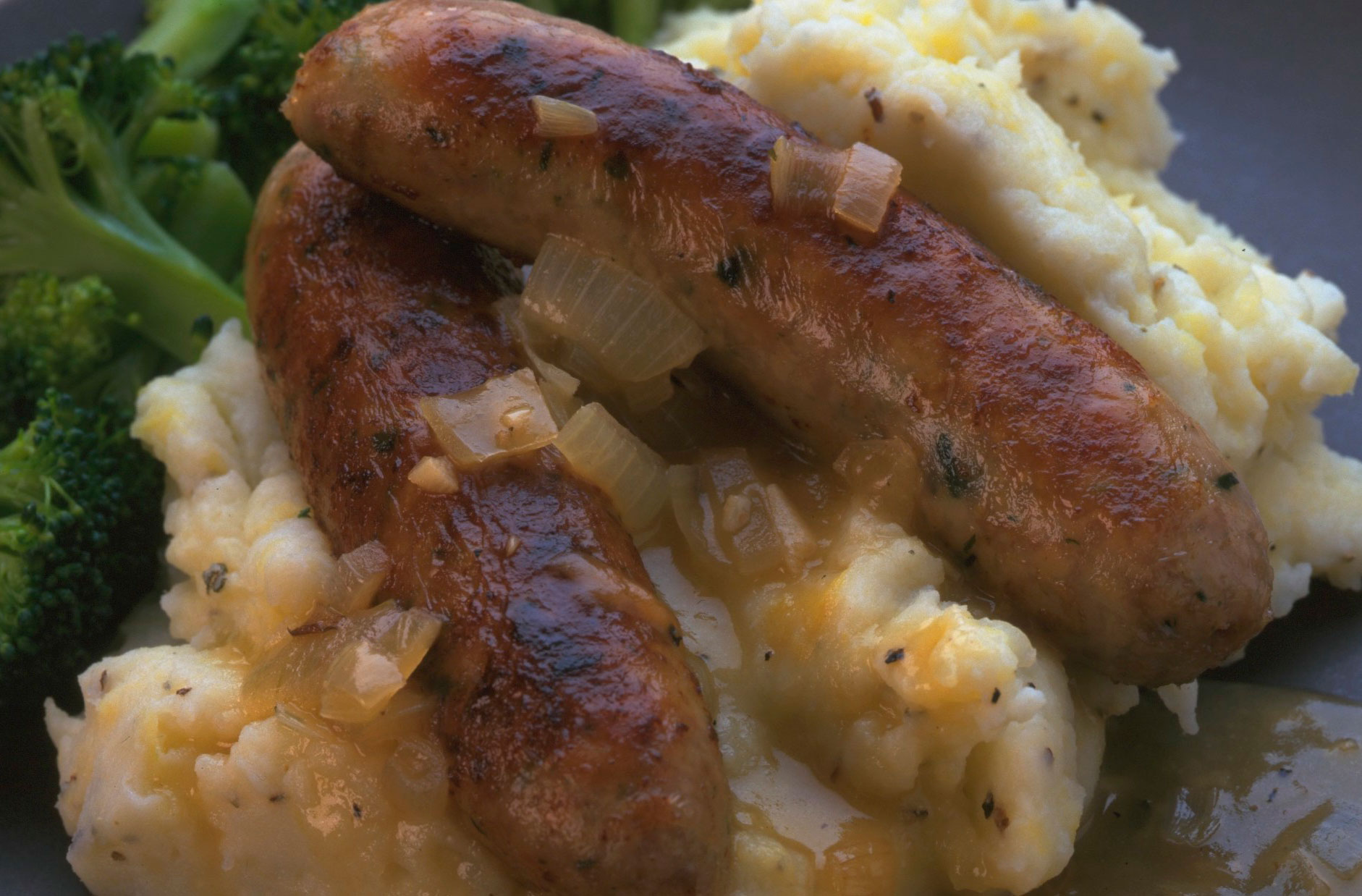 Bangers and apple mash