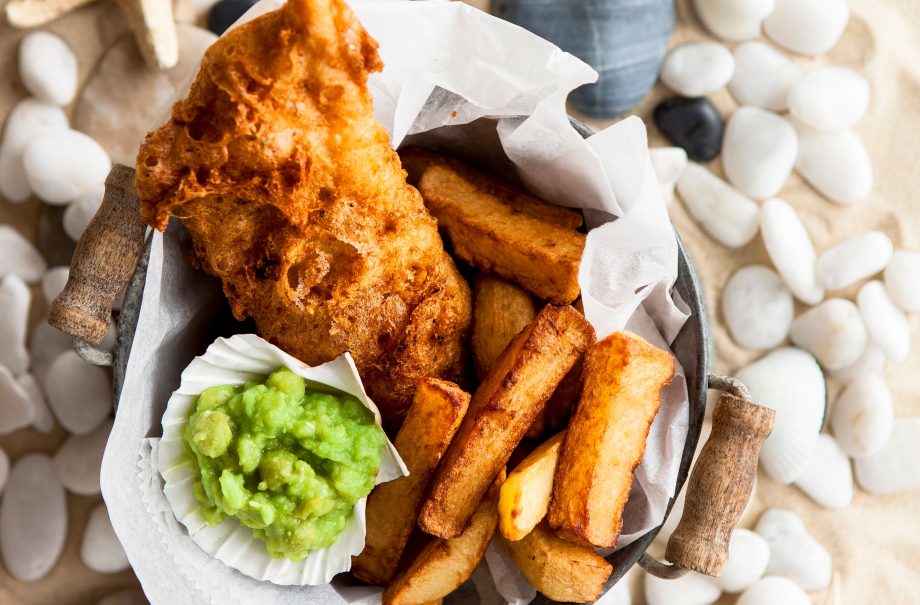 Beer-battered fish and double-cooked chips