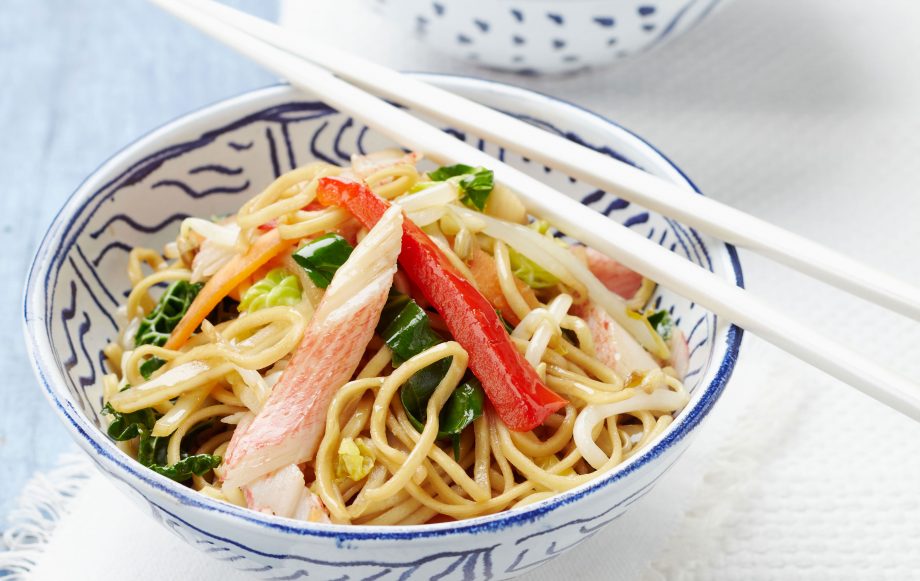 Crab and noodle stir-fry