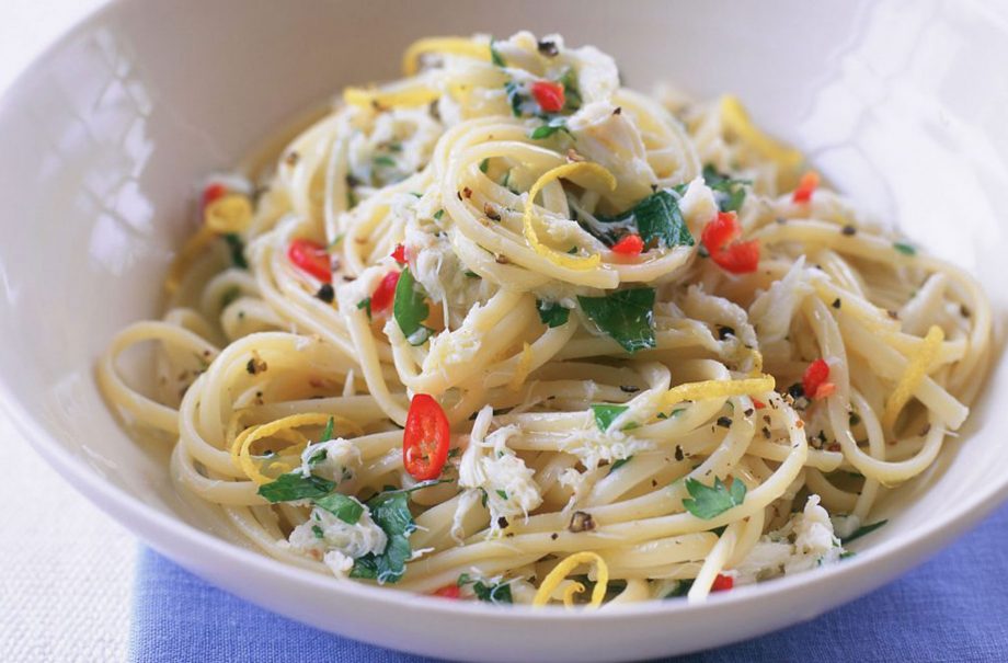 Crab or tuna, lemon and chilli linguine